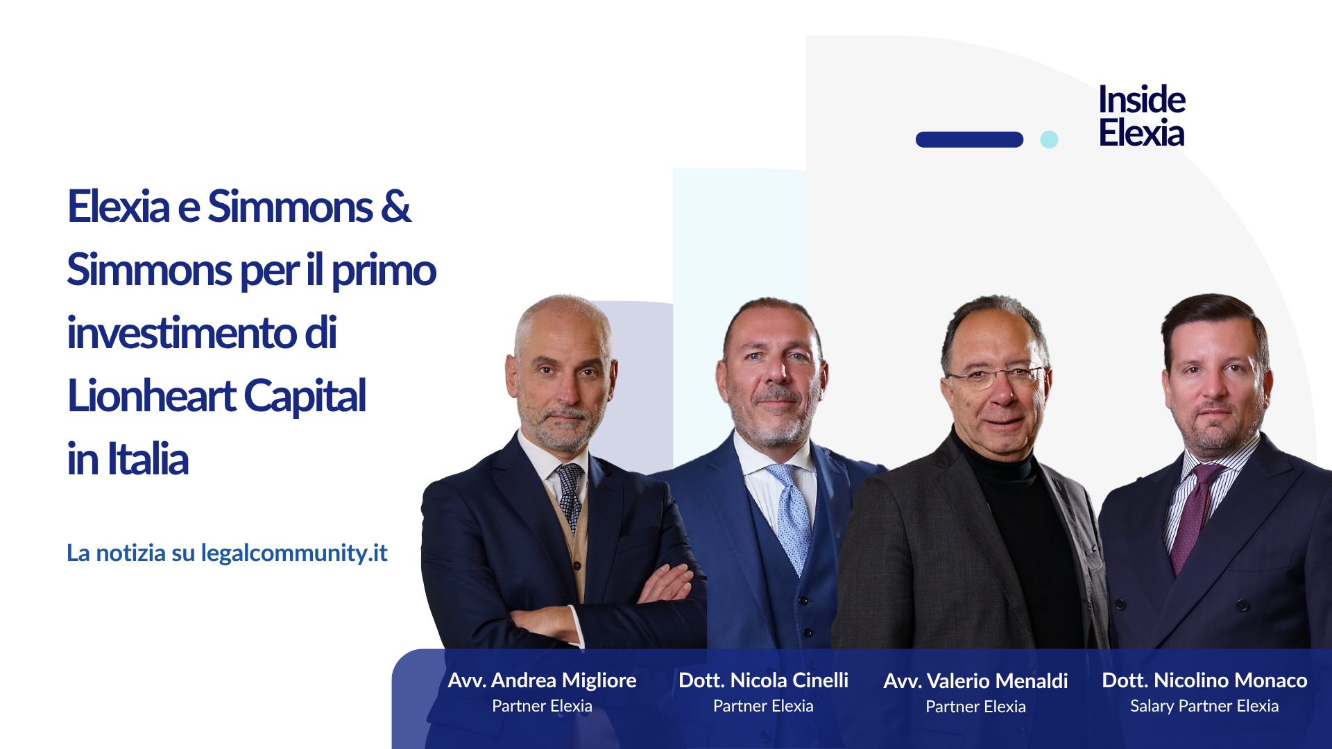 Elexia e Simmons & Simmons per il primo investimento di Lionheart Capital in Italia